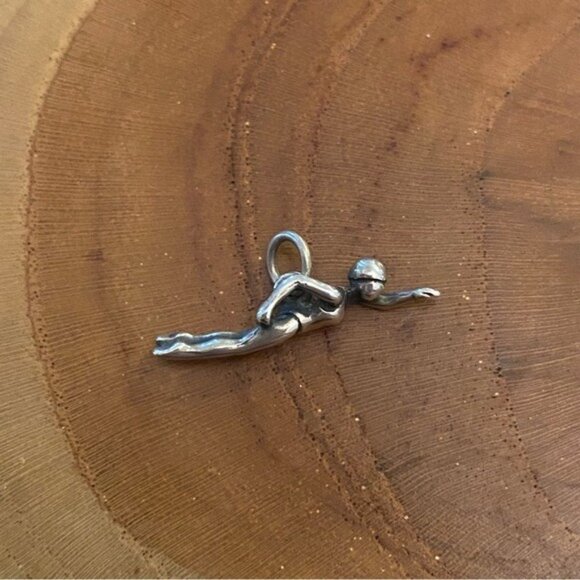 RETIRED James Avery Swimmer Charm, Sterling Silver - Picture 1 of 3